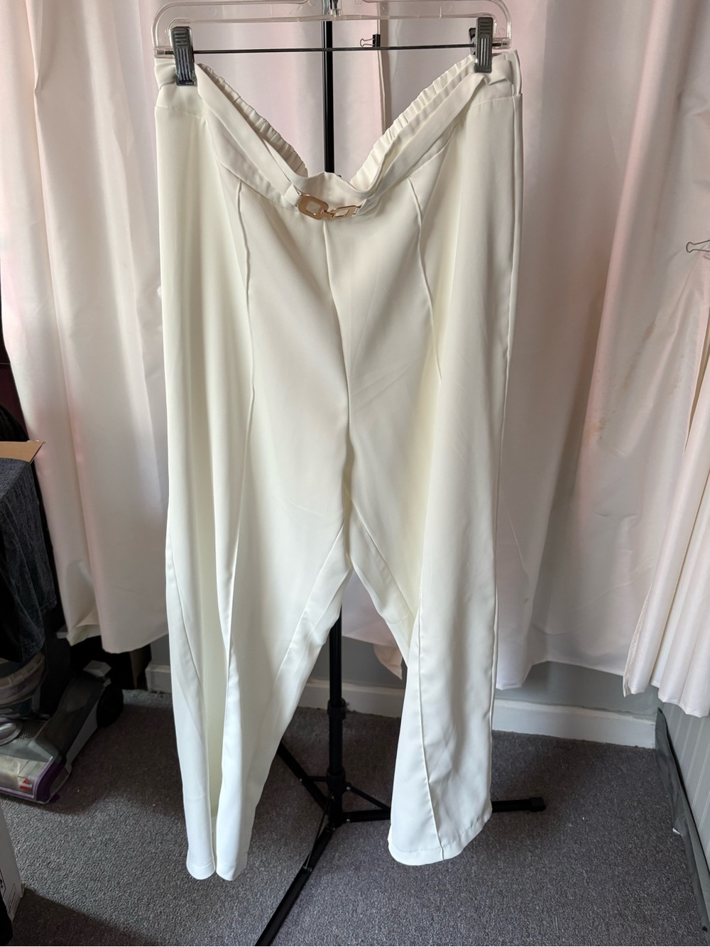 Women's White High-Waist Tailored Trousers